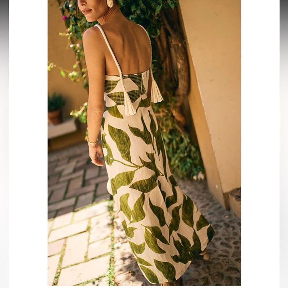 ANTONIO MELANI White Dress with Green Leaf Print - Picture 8 of 10
